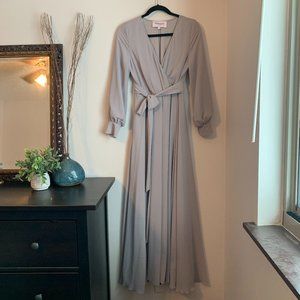 JessaKae Gray Chiffon Long Sleeve Dress